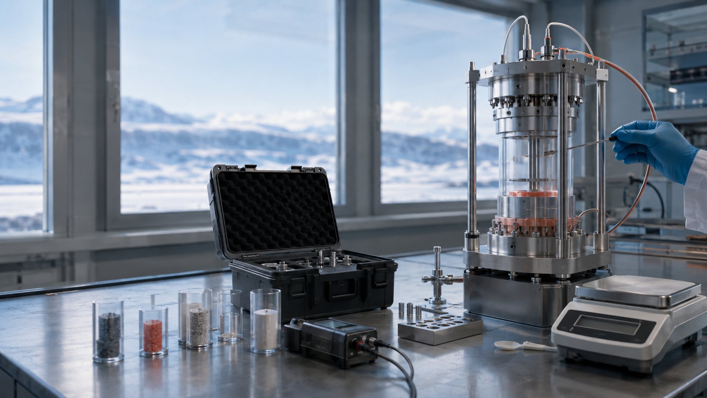 Sensors, material samples and operating infrastructure in a validation laboratory.