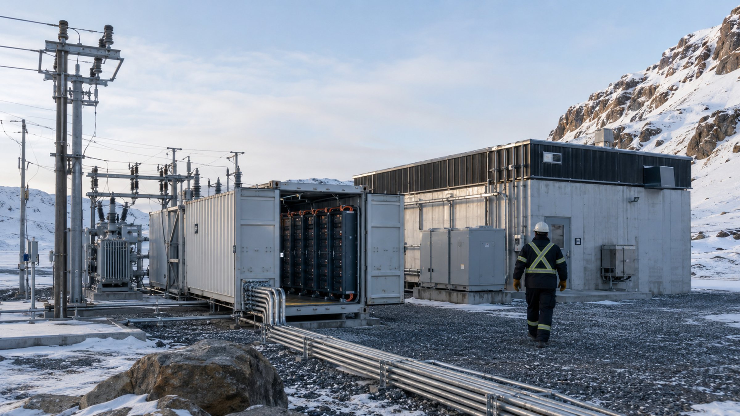 AI infrastructure connected to a substation, battery storage and load-control equipment.