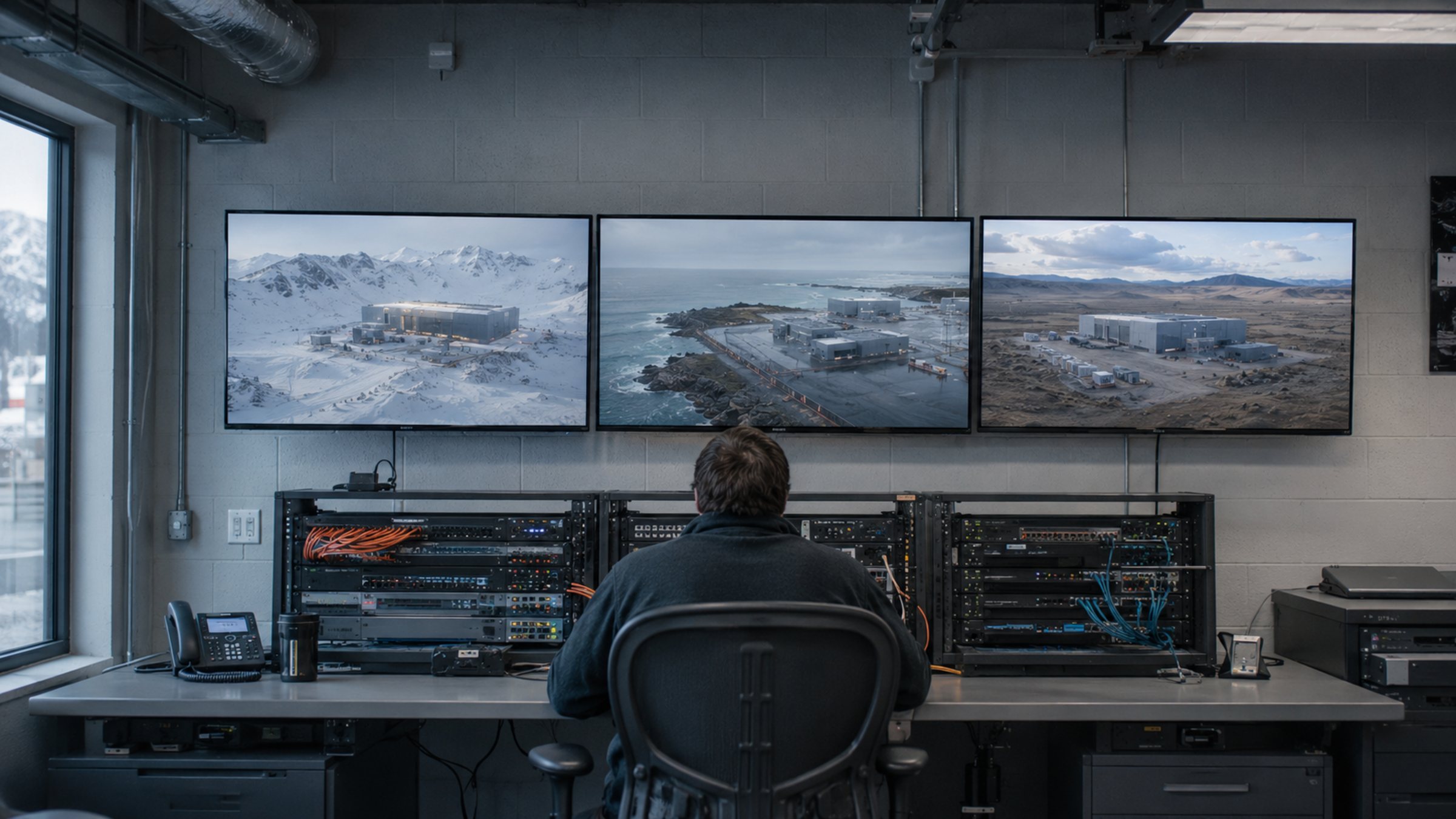 Operations room monitoring infrastructure sites in snowy, coastal and dry climates.