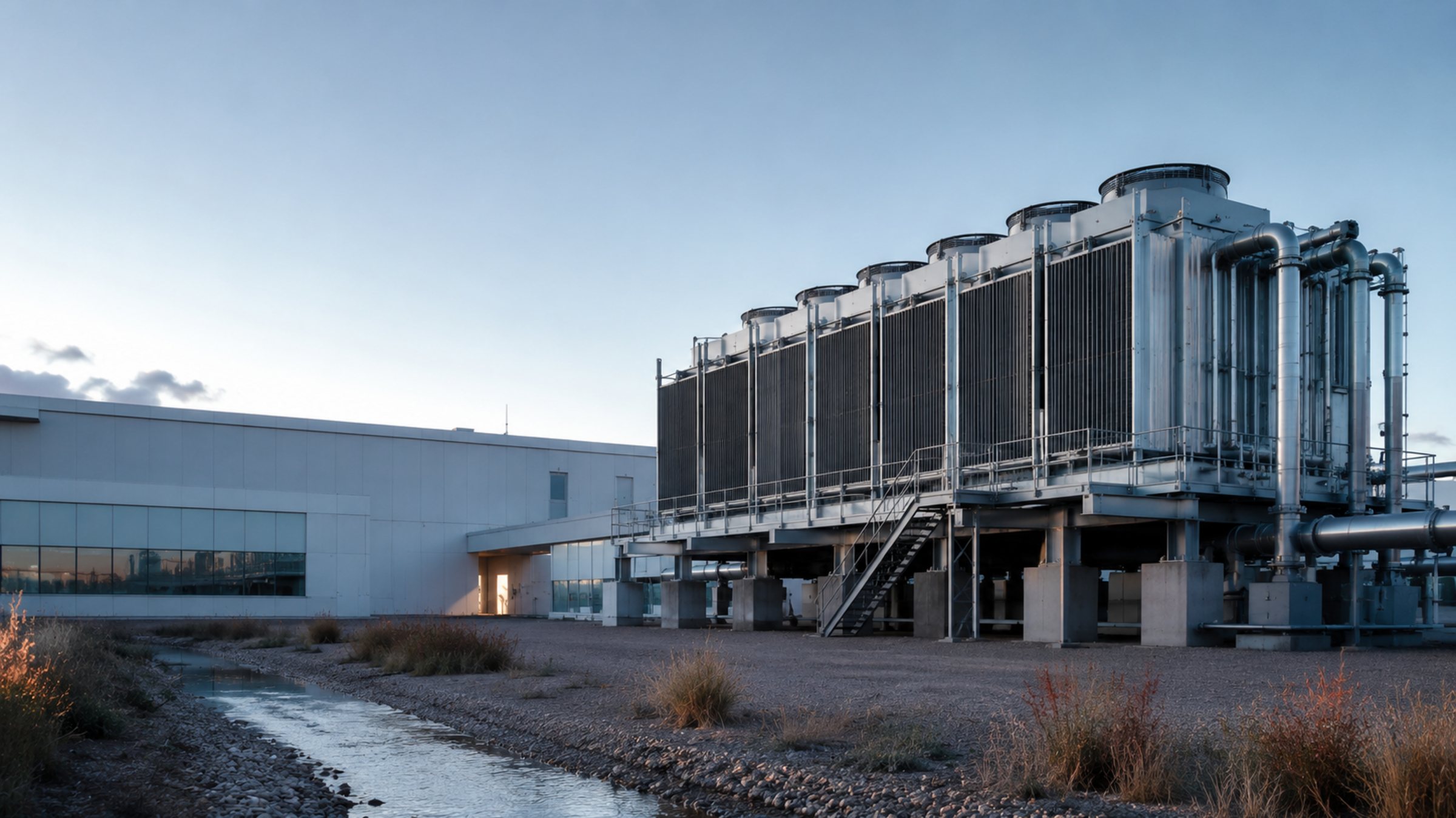Dry heat-rejection equipment operating in a water-conscious institutional setting.
